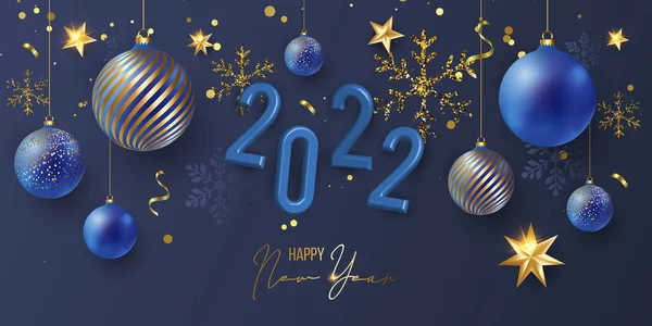 2022 Conjunto Luxo Elegante Feliz Natal Feliz Ano Novo Poster — Vetor de Stock