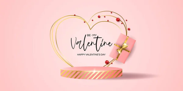 Valentine Day Sale Vector Banner Valentine Banner Heart Gift Box — Wektor stockowy