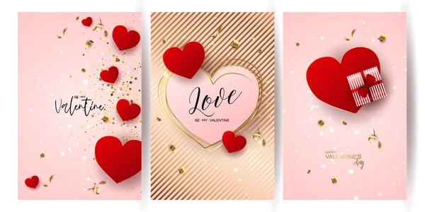 Valentine Day Sale Vector Banner Valentine Banner Heart Gift Box — Vetor de Stock