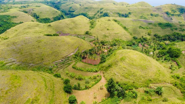Teletubbies Hill Drone Shot Tropical Savanna Hills Nusa Penida Bal — Foto de Stock