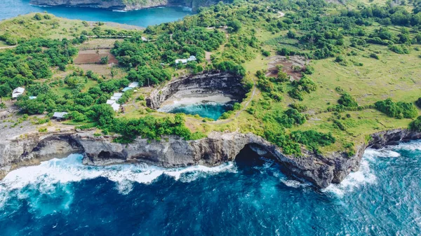 Luftaufnahme Rund Den Broken Beach Bali Indonesien — Stockfoto