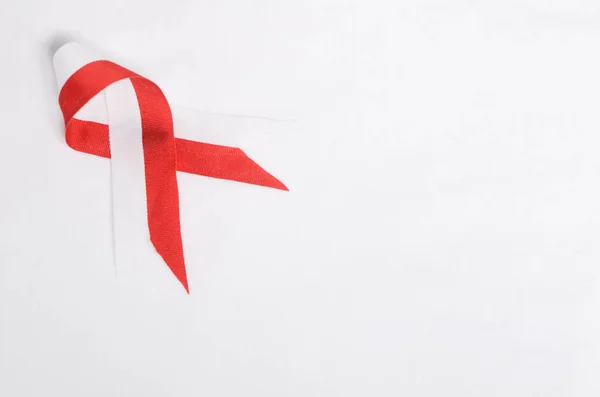 Red White Ribbon Empty Space White Background Concept Celebrating Indonesian — Stockfoto