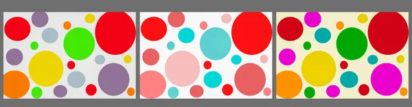 Rainbow Bright Circles Fundo Branco Conjunto Três Cartazes Horizontais Bolinhas — Fotografia de Stock