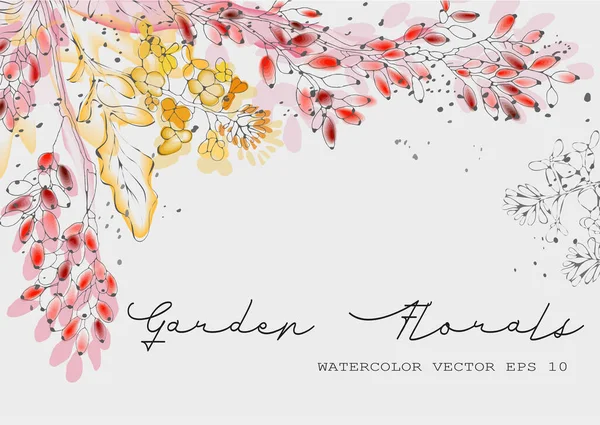 Hafif arka planda bitkileri olan bir tasarım. Kapak, defter, kitap, not defteri, kartpostal, davetiye tasarımı için şablon. Suluboya tarzında bir resim. Metnin için bir yer.