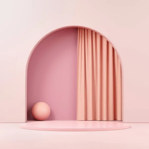Nyitott Üdvözlő Koncepció Rózsaszín Pasztell Minimális Jelenet Belsőépítészet Termékmegjelenítéshez Reklámhoz — Stock Fotó