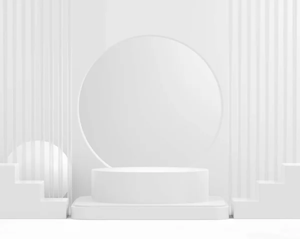 Fehér Absztrakt Dekoratív Geometriai Alakzat Háttér Mockup Pódium Megjelenítése Kozmetikai Stock Fotó
