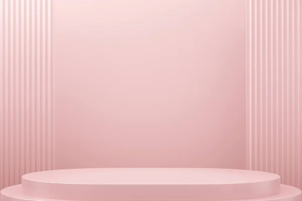 Rózsaszín Pasztell Színpad Dobogó Minimális Jelenet Belsőépítészet Termékmegjelenítéshez Reklámhoz Bemutatás — Stock Fotó