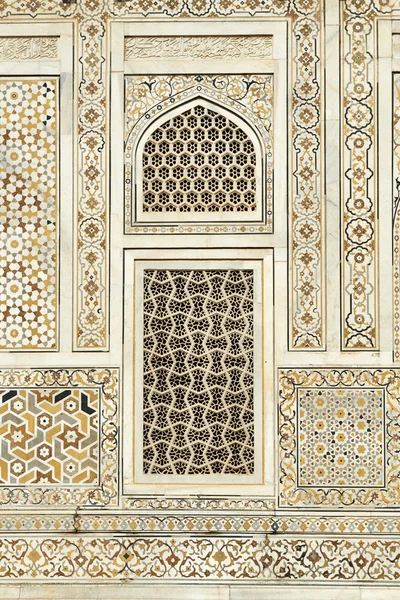 Detail of marble wall with Inlay work and window — Stock Photo, Image