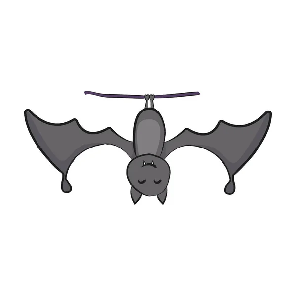 Pendurado morcego bonito com asas abertas. Desenhos animados ilustração. Isolados — Vetor de Stock
