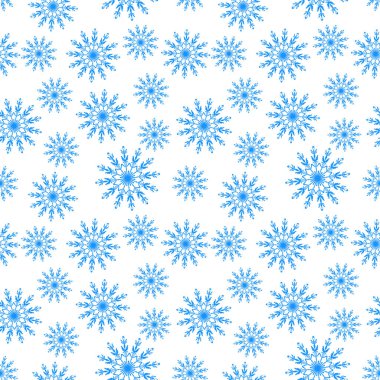 Beyaz zemin üzerinde mavi kar taneleri seamless modeli