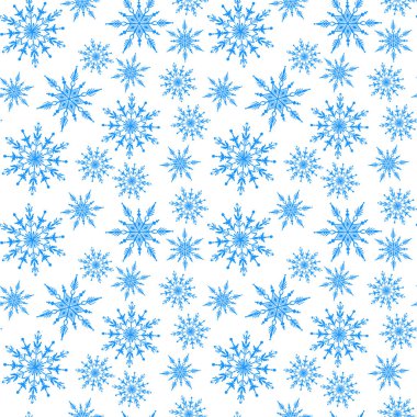 Beyaz bir zemin üzerinde kusursuz kar taneleri deseni