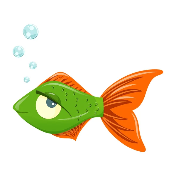 Cute Colorful Cartoon Fish Illustration Isolated White Background — Vetor de Stock