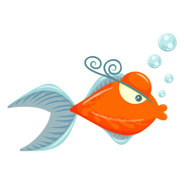 Cute Colorful Cartoon Fish Illustration Isolated White Background - Stok Vektor