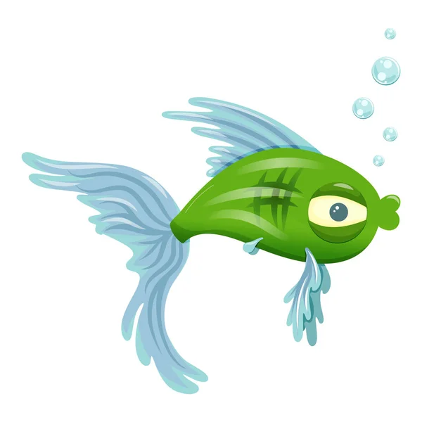 Cute Colorful Cartoon Fish Illustration Isolated White Background — 스톡 벡터