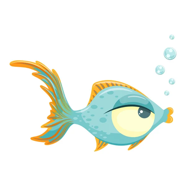 Cute Colorful Cartoon Fish Illustration Isolated White Background — Stok Vektör
