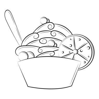 Ice cream doodle illustration. Outline. Isolated on white background.