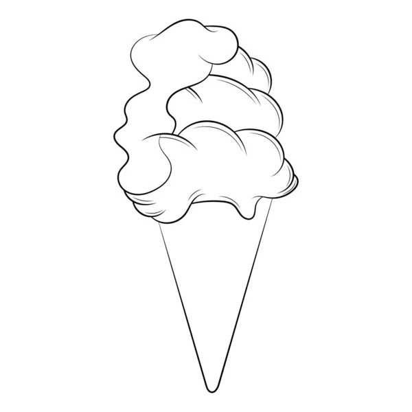 Ice Cream Doodle Illustration Outline Isolated White Background — Vetor de Stock