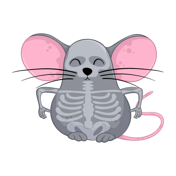 Ratón Esqueleto Halloween Dibujos Animados Aislado Sobre Fondo Blanco — Vector de stock