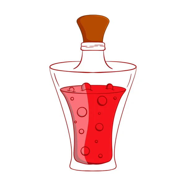 Cartoon Toverdrank Glazen Fles Geïsoleerd Witte Achtergrond — Stockvector