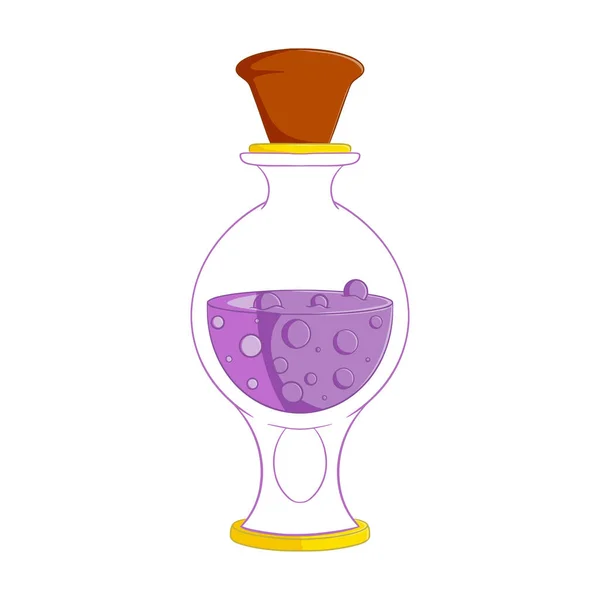 Bouteille Verre Potion Dessin Animé Isolé Sur Fond Blanc — Image vectorielle