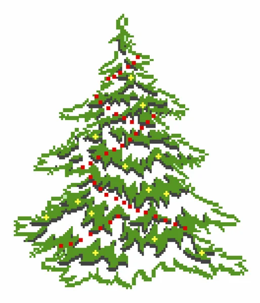 白い背景に創造的なカラフルな明るいクリスマスツリー、ピクセルアート — ストック写真