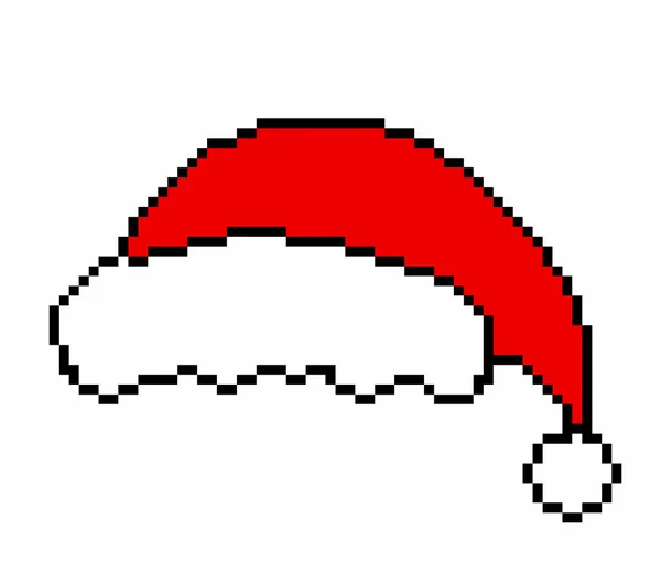 Santa Caperucita Roja. Sombrero rojo de Navidad 8 bits. Un accesorio festivo de videojuego.Ropa de Año Nuevo. —  Fotos de Stock