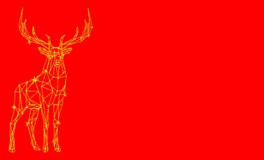 Kırmızı zemin üzerinde güzel bir geyik, pikseller, yatay oryantasyon, bir web sitesi ve afiş için resim.
