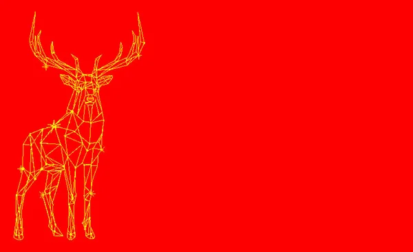 红色背景的美丽鹿群，像素艺术，横向定位，网站和横幅的图解. 免版税图库图片
