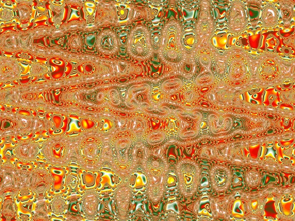 红、黄、绿抽象分形线和波 — 图库照片