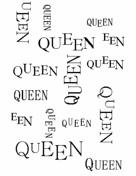 Queen, slogan, pixel graphics, zwarte letters op een witte achtergrond — Stockfoto