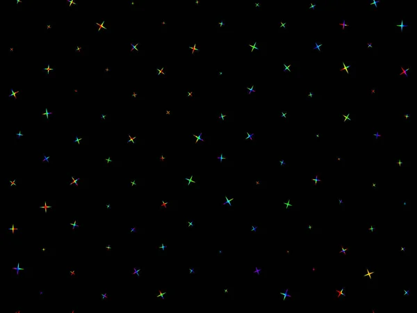 Fondo abstracto de brillantes estrellas multicolores brillantes aisladas sobre un fondo negro — Foto de Stock