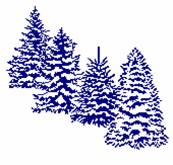 冬のクリスマスツリー、機械編みのスキーム、ピクセルアート、 Designa Knit — ストック写真
