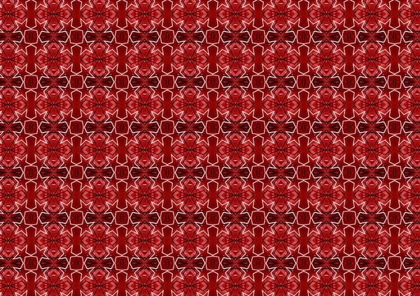 Red kaleidoscope, repeating pattern, design is perfect for printing on fabric or wrapping paper for Valentines Day — Stock Photo, Image