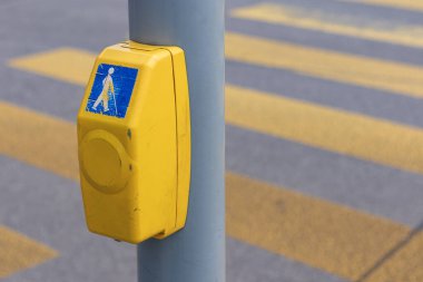 crosswalk switch with accessible pedestrian signal in Zurich, Switzerland