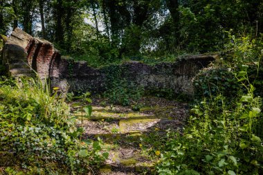 Newburn UK: 24 Mayıs 2021: Kuzey İngiltere 'de Throckley Isabella Colliery Coke Ovens kalıntıları