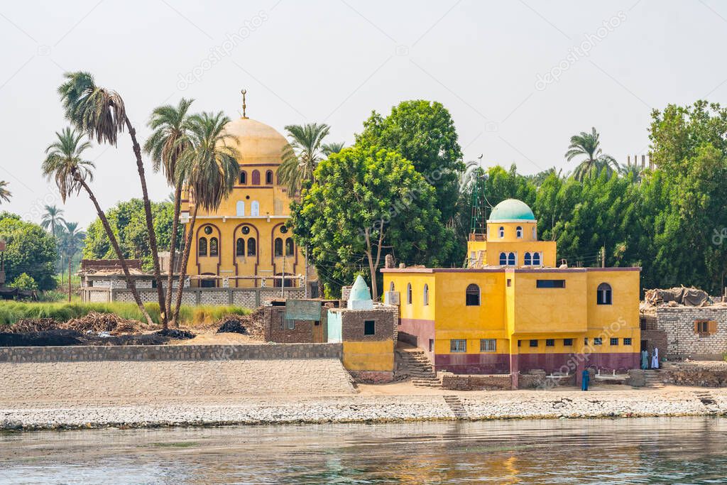 views of egyptian lifestyle at nile riverbank, egypt