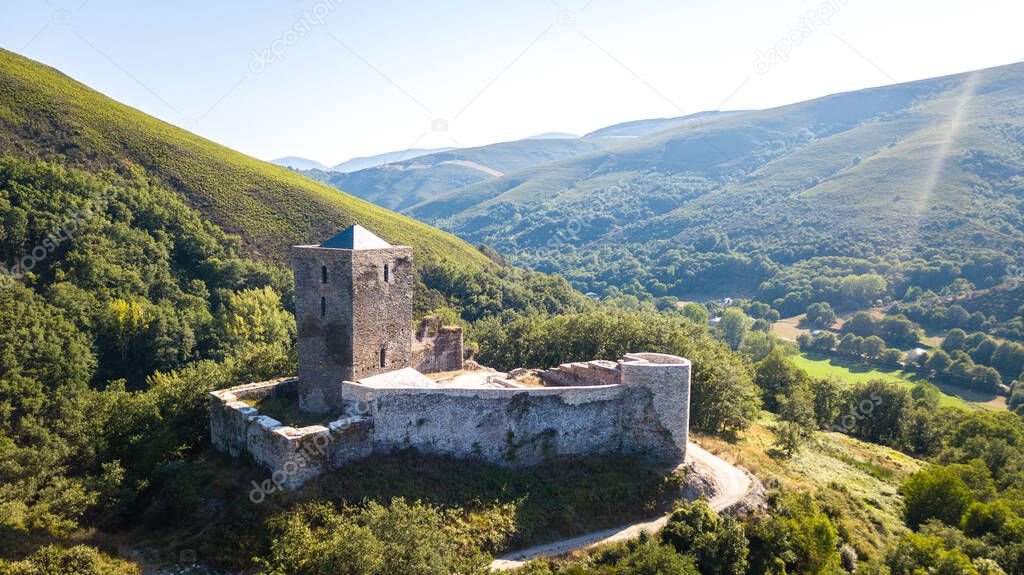 aerial view of balboa castle on the mountain, Spain