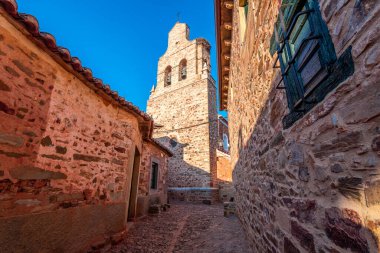 Castrillo de los polvazares maragato kasabasının sokak manzarası, İspanya