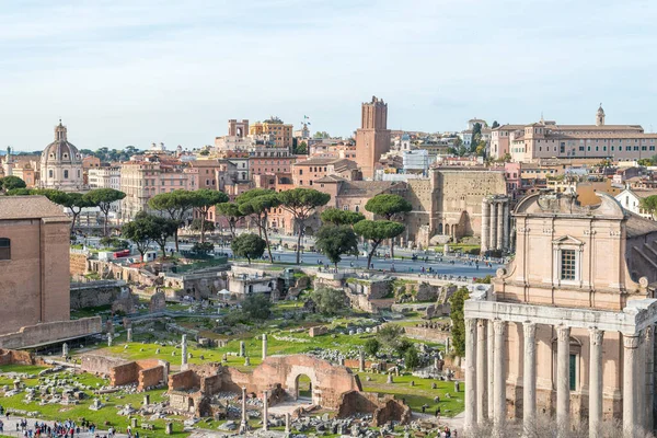 Widok Rzymskie Forum Góry Palatynat Rzym — Zdjęcie stockowe