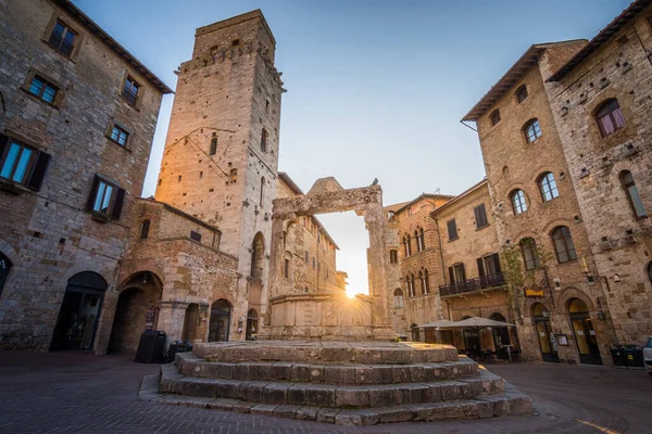 Calle Vista San Gimignano Ciudad Medieval Italia —  Fotos de Stock