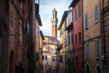 Siena, İtalya 'daki Mangia Kulesi manzarası
