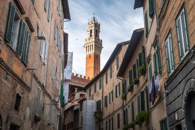 Siena, İtalya 'daki Mangia Kulesi manzarası