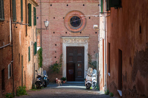 street view of siena old town, Italy