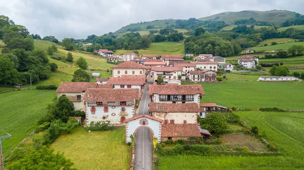 Vue Aérienne Ville Rurale Ziga Dans Vallée Baztan Espagne — Photo