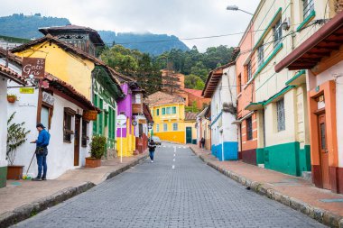 bogota, colombia. 5th august, 2022: colorful street of la candelaria district