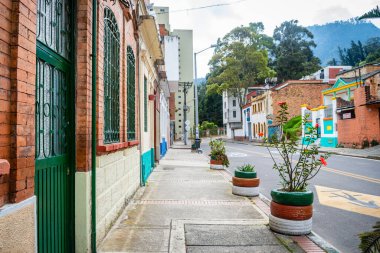 bogota, colombia. 5th august, 2022: colorful street of la candelaria district