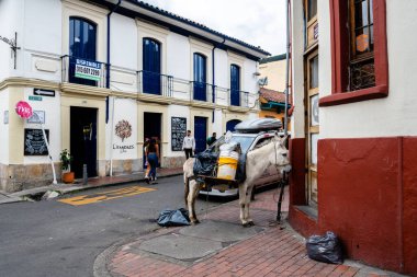 bogota, colombia. 5th august, 2022: colorful street of la candelaria district