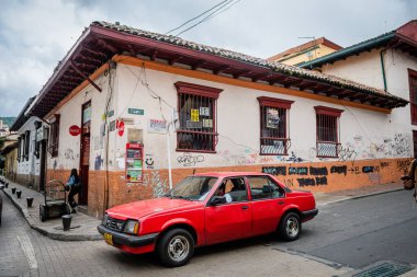 bogota, colombia. 5th august, 2022: colorful street of la candelaria district