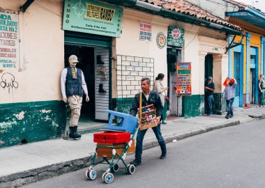 bogota, colombia. 5th august, 2022: colombian vendors are selling products on bogota street