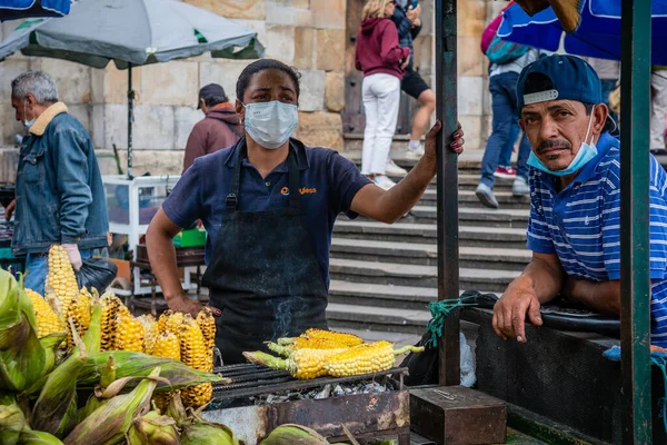 bogota, colombia. 5th august, 2022: colombian vendors are selling products on bogota street